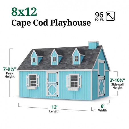 Little Cottage Co. 8x12 Cape Cod Panelized Wood Playhouse Kit - (8x12 CCP-PNK)