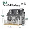 Little Cottage Co. 6x8 Cape Cod Panelized Wood Playhouse Kit with Deck & Rail - (6x8 CCP-PNK-DR)