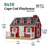 Little Cottage Co. 8x10 Cape Cod Panelized Wood Playhouse Kit with Deck & Rail - (8x10 CCP-PNK-DR)