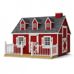 Little Cottage Co. 8x10 Cape Cod Panelized Wood Playhouse Kit with Loft, Deck & Rail - (8x10 CCP-PNK-DR-LFT)