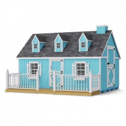 Little Cottage Co. 8x12 Cape Cod Panelized Wood Playhouse Kit with Loft, Deck & Rail - (8x12 CCP-PNK-DR-LFT)