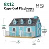 Little Cottage Co. 8x12 Cape Cod Panelized Wood Playhouse Kit with Loft, Deck & Rail - (8x12 CCP-PNK-DR-LFT)