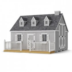 Little Cottage Co. 10x12 Cape Cod Panelized Wood Playhouse Kit with Loft, Deck & Rail - (10x12 CCP-PNK-DR-LFT)