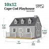 Little Cottage Co. 10x12 Cape Cod Panelized Wood Playhouse Kit with Loft, Deck & Rail - (10x12 CCP-PNK-DR-LFT)