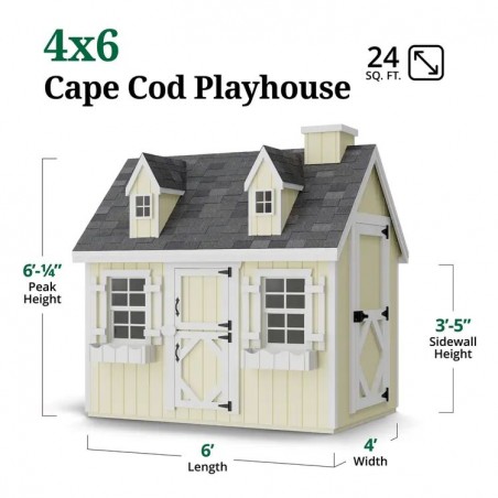 Little Cottage Co. 4x6 Cape Cod Panelized Wood Playhouse Kit with Floor - (4x6 CCP-PNK-FK)