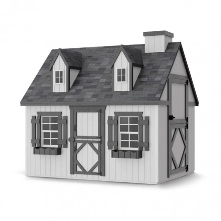 Little Cottage Co. 6x8 Cape Cod Panelized Wood Playhouse Kit with Floor - (6x8 CCP-PNK-FK)