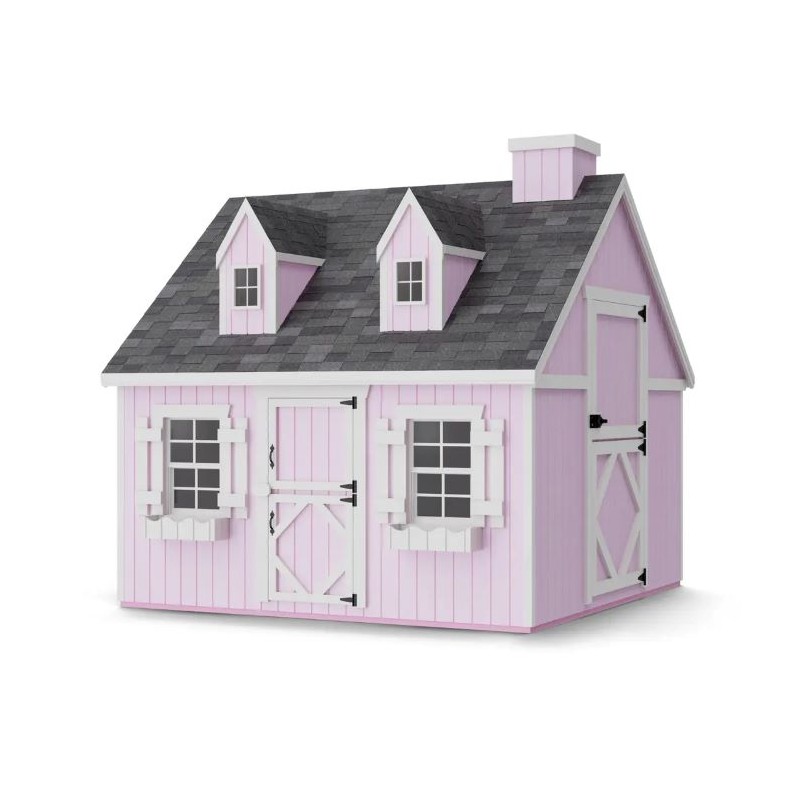 Little Cottage Co. 8x8 Cape Cod Panelized Wood Playhouse Kit with Floor - (8x8 CCP-PNK-FK)