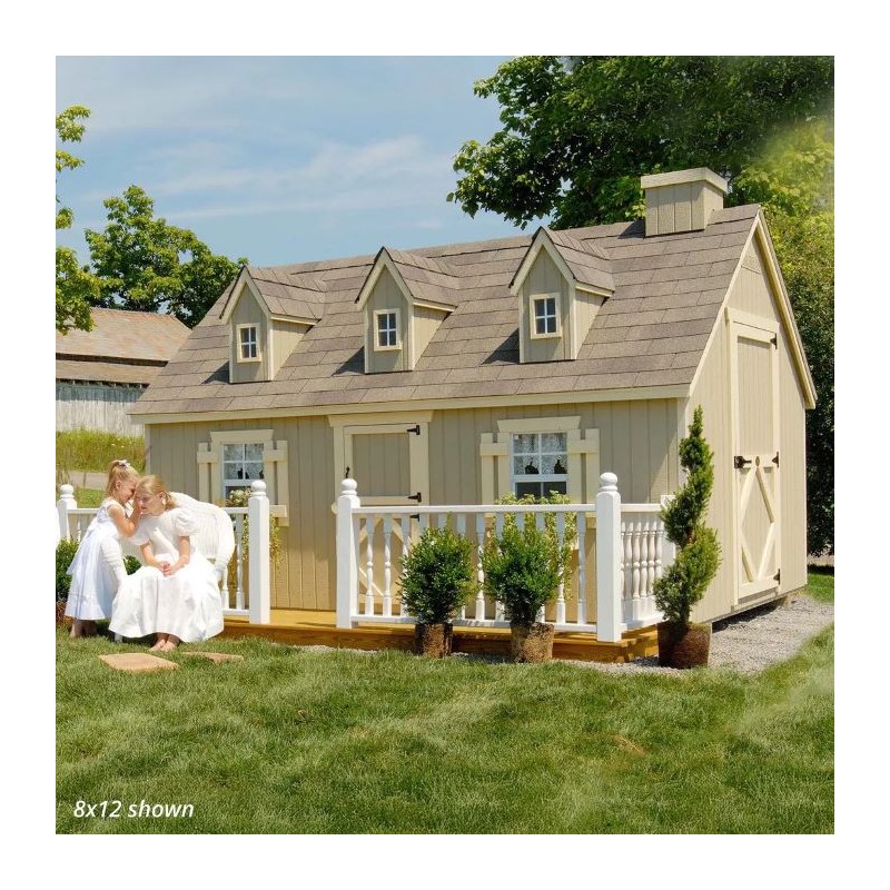 Little Cottage Co. 8x12 Cape Cod Panelized Wood Playhouse Kit with Floor - (8x12 CCP-PNK-FK)