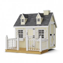Little Cottage Co. 4x6 Cape Cod Panelized Wood Playhouse Kit with Floor, Deck & Rail - (4x6 CCP-PNK-FK-DR)