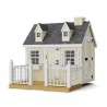 Little Cottage Co. 4x6 Cape Cod Panelized Wood Playhouse Kit with Floor, Deck & Rail - (4x6 CCP-PNK-FK-DR)
