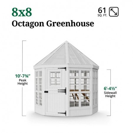 Little Cottage Co. 8x8 Octagon Wood Greenhouse Kit - (8x8 LCOG-PNK)
