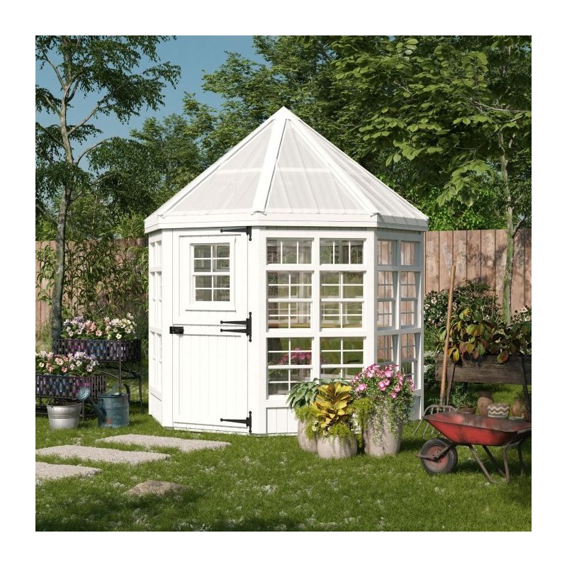 Little Cottage Co. 8x8 Octagon Wood Greenhouse Kit - (8x8 LCOG-PNK)