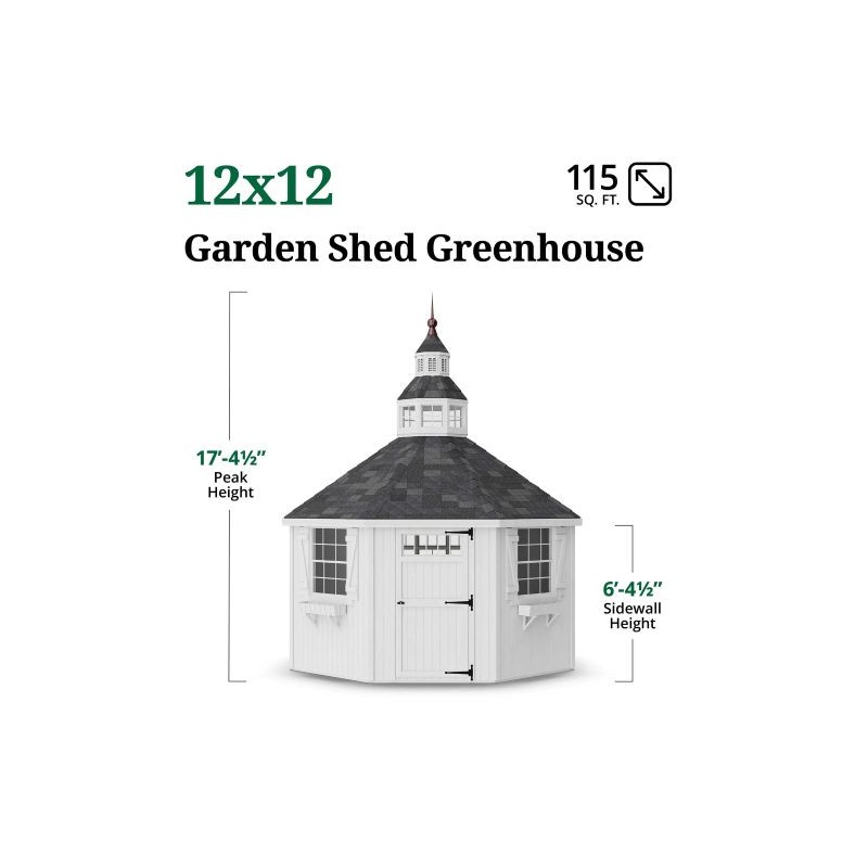 Little Cottage Co. 12x12 Wood Garden Shed Greenhouse Kit - (12x12 GSG-PNK)