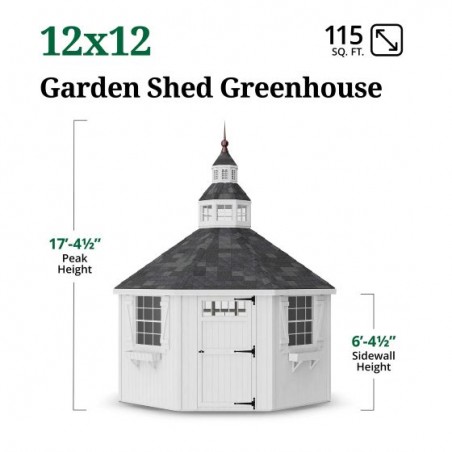 Little Cottage Co. 12x12 Wood Garden Shed Greenhouse Kit - (12x12 GSG-PNK)