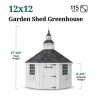 Little Cottage Co. 12x12 Wood Garden Shed Greenhouse Kit - (12x12 GSG-PNK)