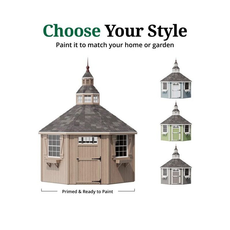 Little Cottage Co. 12x12 Wood Garden Shed Greenhouse Kit - (12x12 GSG-PNK)