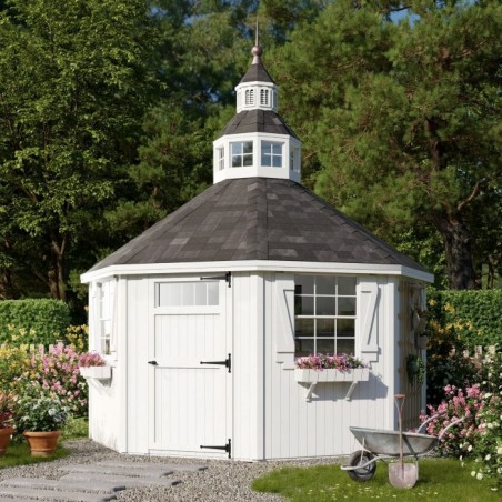 Little Cottage Co. 12x12 Wood Garden Shed Greenhouse Kit - (12x12 GSG-PNK)