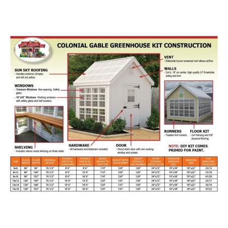 Little Cottage Co. 8x8 Colonial Gable Wood Greenhouse Kit - (8x8 LCG-PNK)