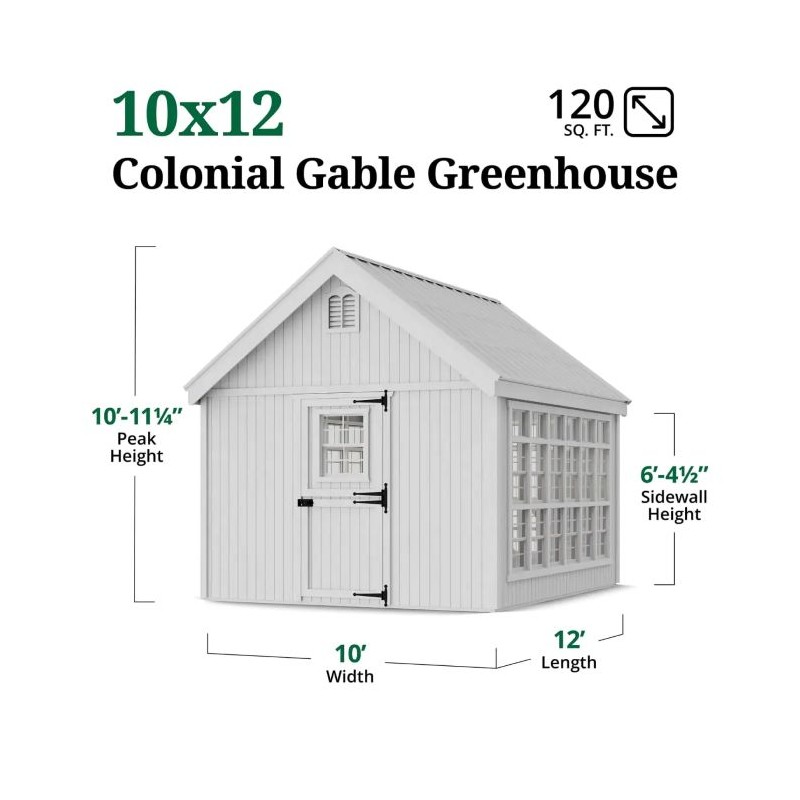 Little Cottage Co. 10x12 Colonial Gable Wood Greenhouse Kit - (10x12 LCG-PNK)