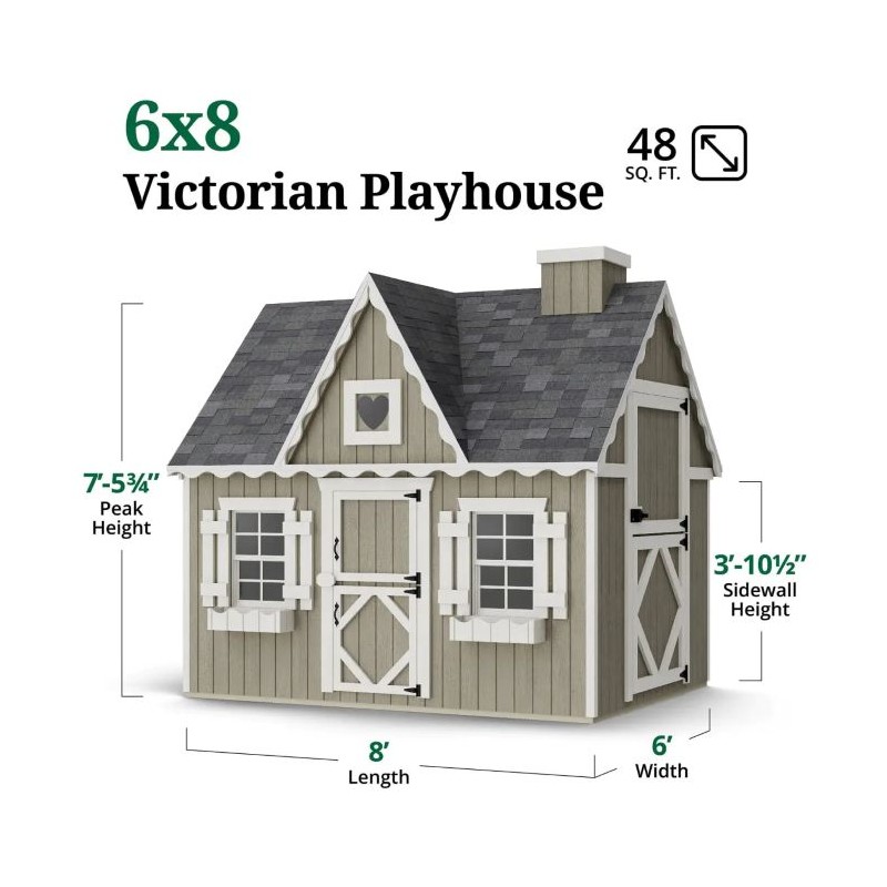 Little Cottage Co. 6x8 Victorian Wood Panelize Playhouse Kit - (6x8 VP-PNK)