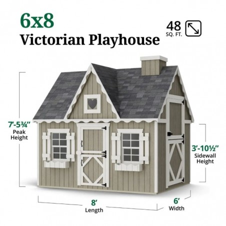 Little Cottage Co. 6x8 Victorian Wood Panelize Playhouse Kit - (6x8 VP-PNK)