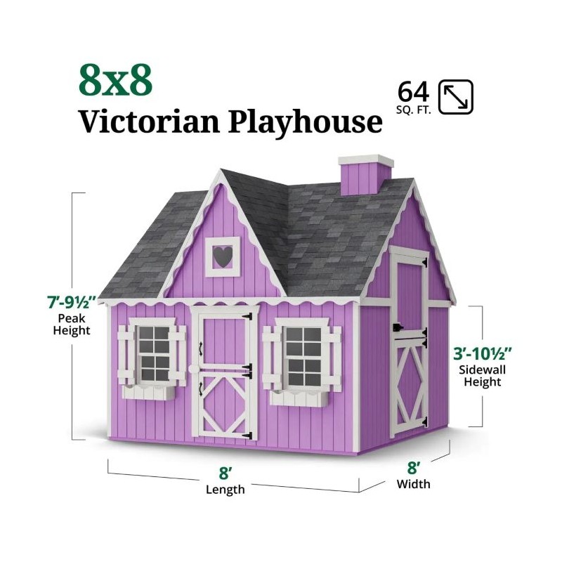 Little Cottage Co. 8x8 Victorian Wood Panelize Playhouse Kit - (8x8 VP-PNK)