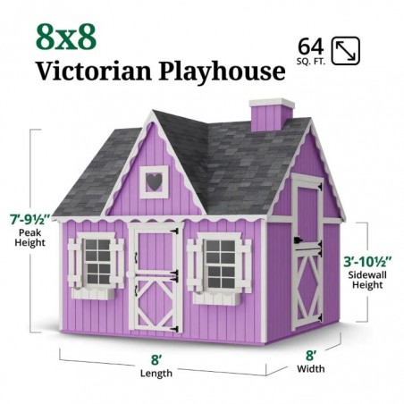 Little Cottage Co. 8x8 Victorian Wood Panelize Playhouse Kit - (8x8 VP-PNK)