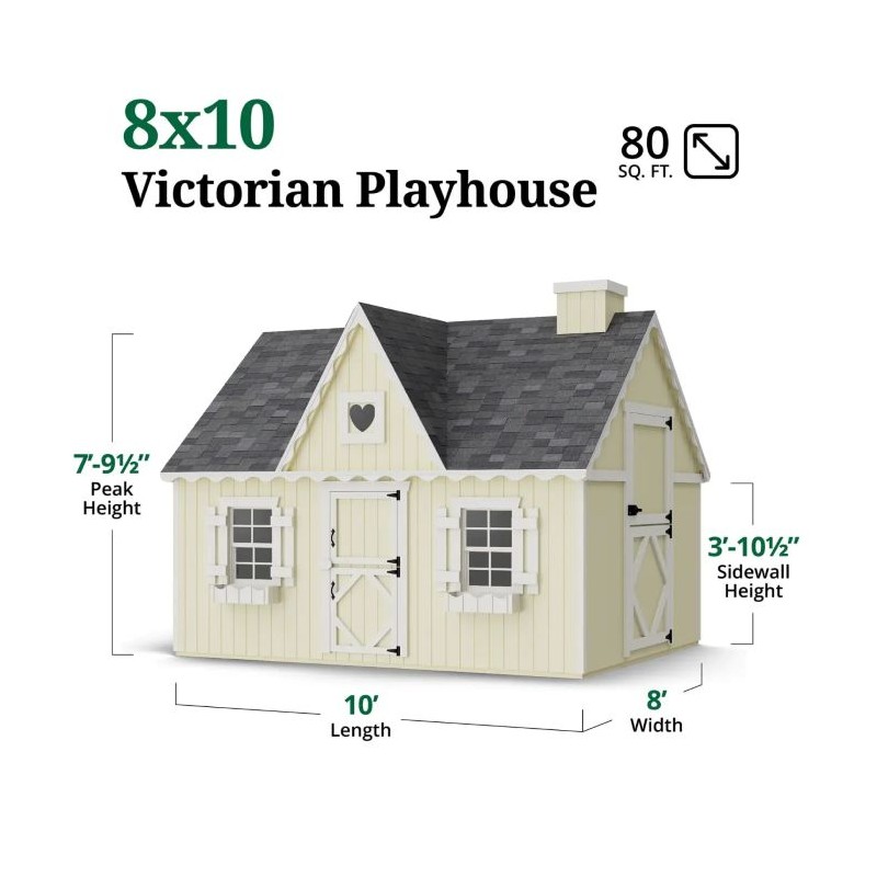 Little Cottage Co. 8x10 Victorian Wood Panelize Playhouse Kit - (8x10 VP-PNK)