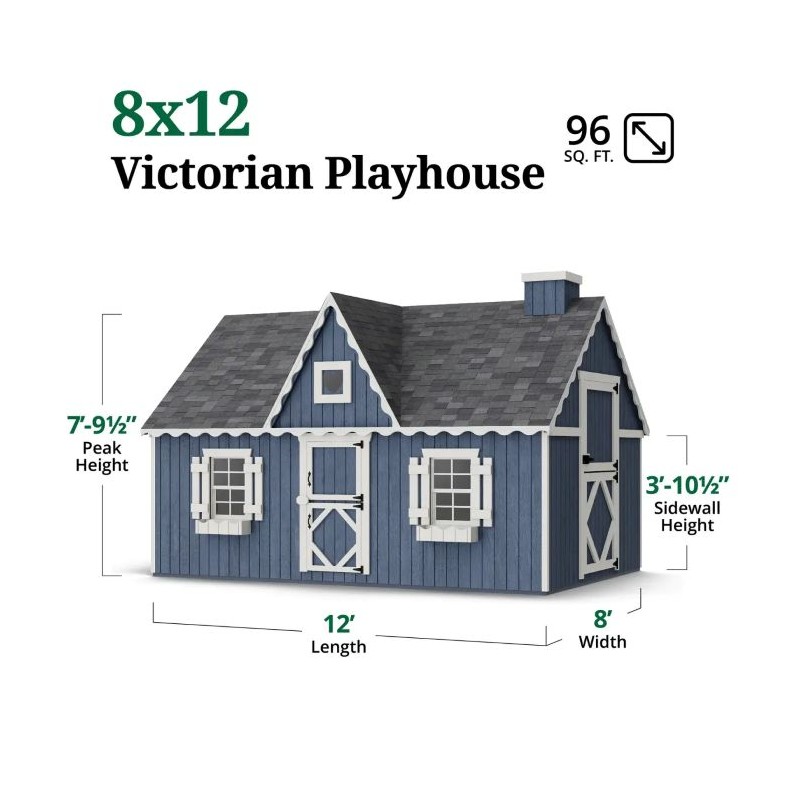 Little Cottage Co. 8x12 Victorian Wood Panelize Playhouse Kit - (8x12 VP-PNK)