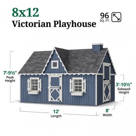 Little Cottage Co. 8x12 Victorian Wood Panelize Playhouse Kit - (8x12 VP-PNK)
