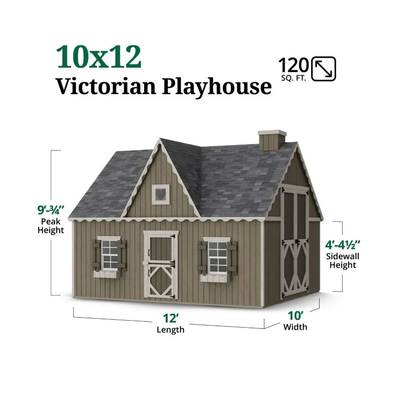 Little Cottage Co. 10x12 Victorian Wood Panelize Playhouse Kit - (10x12 VP-PNK)
