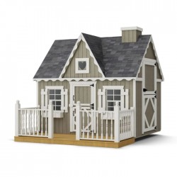 Little Cottage Co. 6x8 Victorian Wood Panelize Playhouse Kit with Deck & Rail - (6x8 VP-PNK-DR)