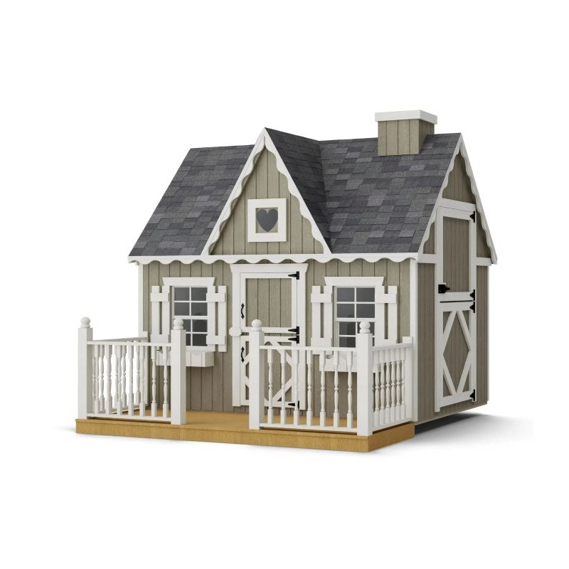Little Cottage Co. 6x8 Victorian Wood Panelize Playhouse Kit with Deck & Rail - (6x8 VP-PNK-DR)