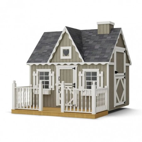 Little Cottage Co. 6x8 Victorian Wood Panelize Playhouse Kit with Deck & Rail - (6x8 VP-PNK-DR)