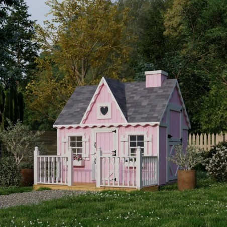 Little Cottage Co. 6x8 Victorian Wood Panelize Playhouse Kit with Deck & Rail - (6x8 VP-PNK-DR)