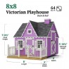 Little Cottage Co. 8x8 Victorian Wood Panelize Playhouse Kit with Deck & Rail - (8x8 VP-PNK-DR)