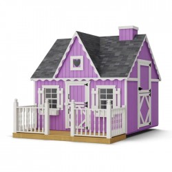 Little Cottage Co. 8x8 Victorian Wood Panelize Playhouse Kit with Deck & Rail - (8x8 VP-PNK-DR)
