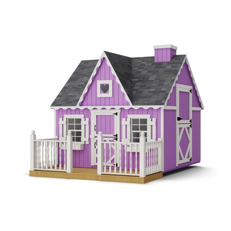 Little Cottage Co. 8x8 Victorian Wood Panelize Playhouse Kit with Deck & Rail - (8x8 VP-PNK-DR)