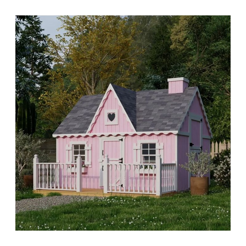 Little Cottage Co. 8x10 Victorian Wood Panelize Playhouse Kit with Deck & Rail - (8x10 VP-PNK-DR)