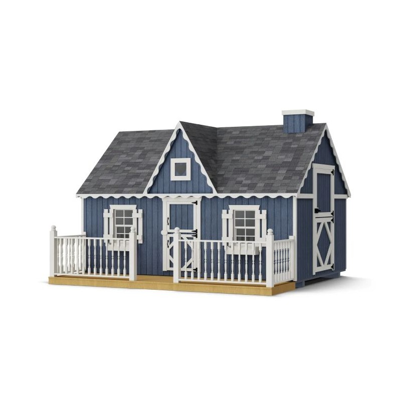 Little Cottage Co. 8x12 Victorian Wood Panelize Playhouse Kit with Deck & Rail - (8x12 VP-PNK-DR)