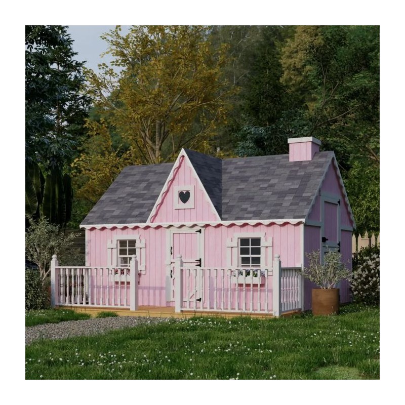 Little Cottage Co. 8x12 Victorian Wood Panelize Playhouse Kit with Deck & Rail - (8x12 VP-PNK-DR)