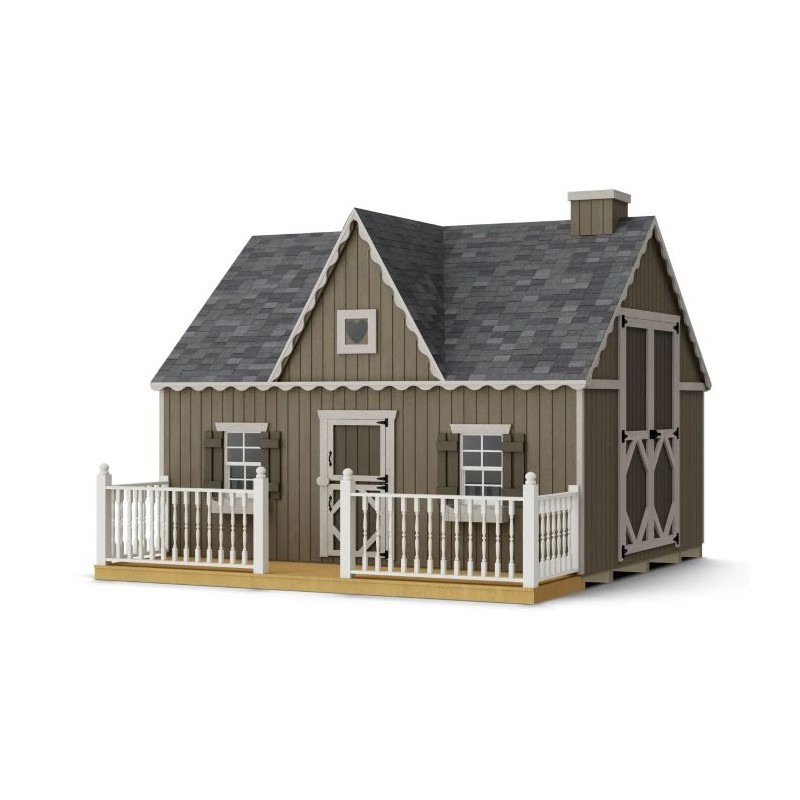 Little Cottage Co. 10x12 Victorian Wood Panelize Playhouse Kit with Deck & Rail - (10x12 VP-PNK-DR)