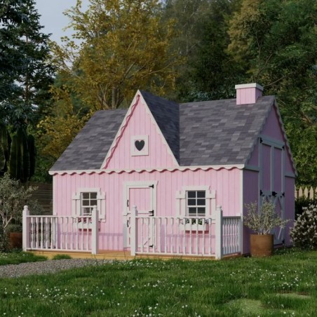 Little Cottage Co. 10x12 Victorian Wood Panelize Playhouse Kit with Deck & Rail - (10x12 VP-PNK-DR)