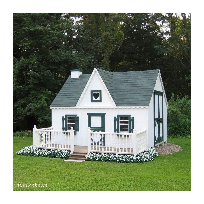 Little Cottage Co. 10x12 Victorian Wood Panelize Playhouse Kit with Deck & Rail - (10x12 VP-PNK-DR)