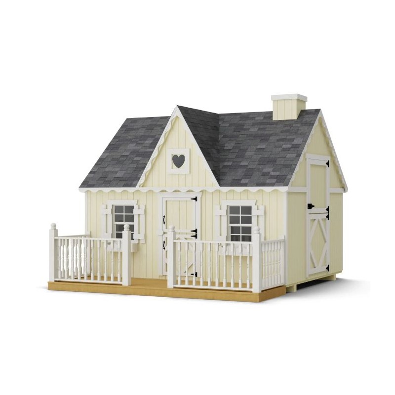 Little Cottage Co. 8x10 Victorian Wood Panelize Playhouse Kit with Loft, Deck & Rail - (8x10 VP-PNK-DR-LFT)