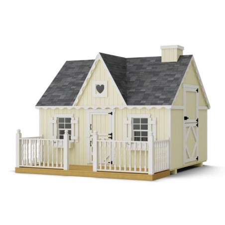 Little Cottage Co. 8x10 Victorian Wood Panelize Playhouse Kit with Loft, Deck & Rail - (8x10 VP-PNK-DR-LFT)