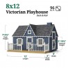 Little Cottage Co. 8x12 Victorian Wood Panelize Playhouse Kit with Loft, Deck & Rail - (8x12 VP-PNK-DR-LFT)