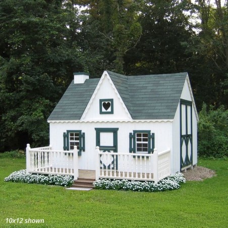 Little Cottage Co. 10x12 Victorian Wood Panelize Playhouse Kit with Loft, Deck & Rail - (10x12 VP-PNK-DR-LFT)