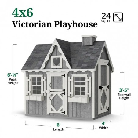 Little Cottage Co. 4x6 Victorian Wood Playhouse Kit with Floor - (4x6 VP-PNK-FK)