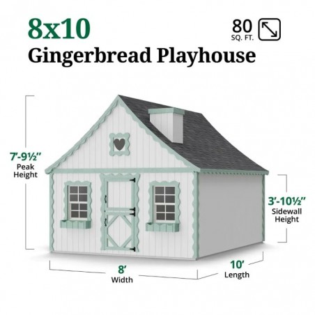 Little Cottage Co. 8x10 Gingerbread Cottage Wood Playhouse Kit - (8x10 GBP-PNK)